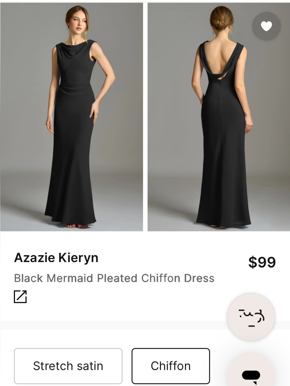 Azazie Black Backless Mermaid Gown